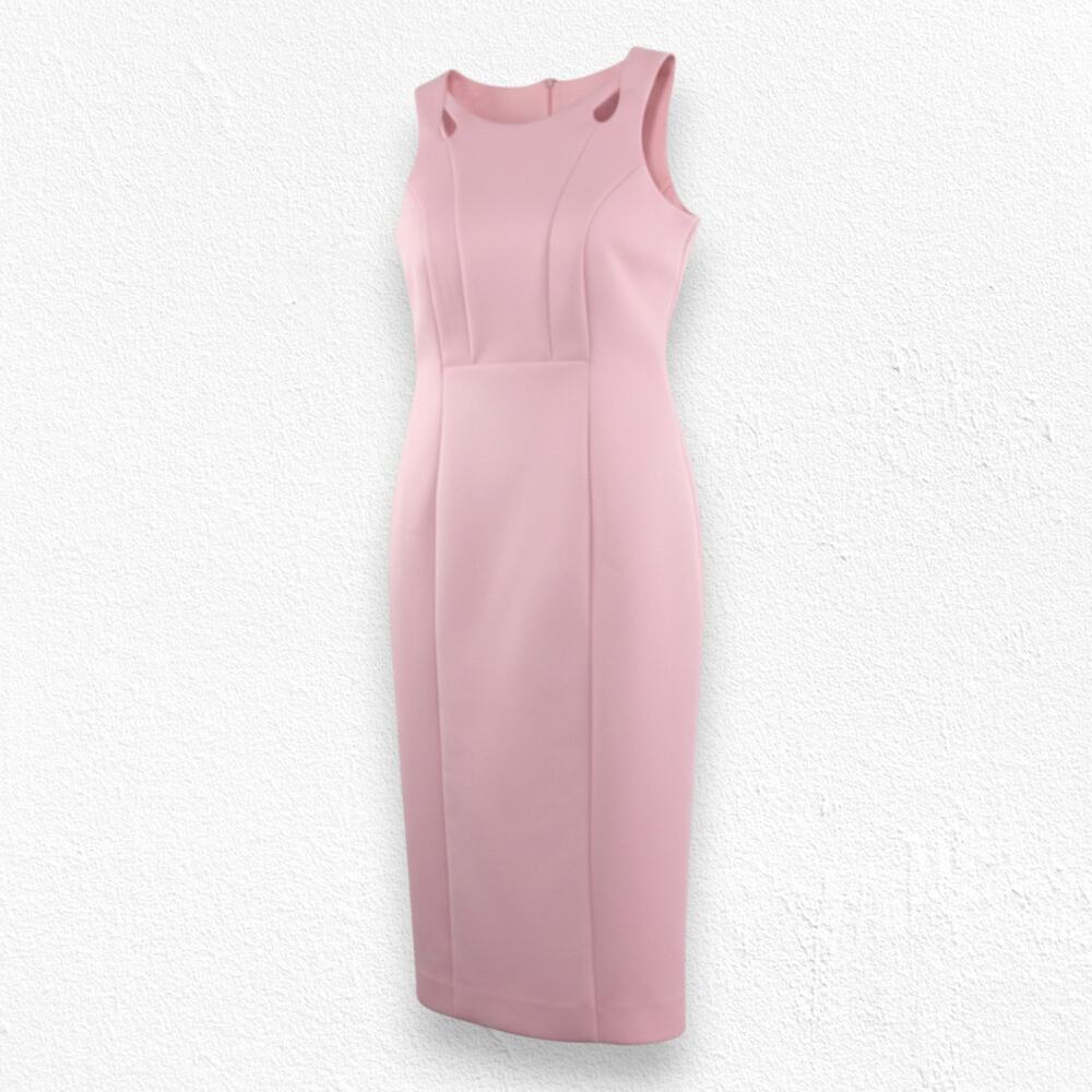 T Tahari Pink Sheath Dress Size 6 Midi Sleeveless Career Cocktail Wedding Guest